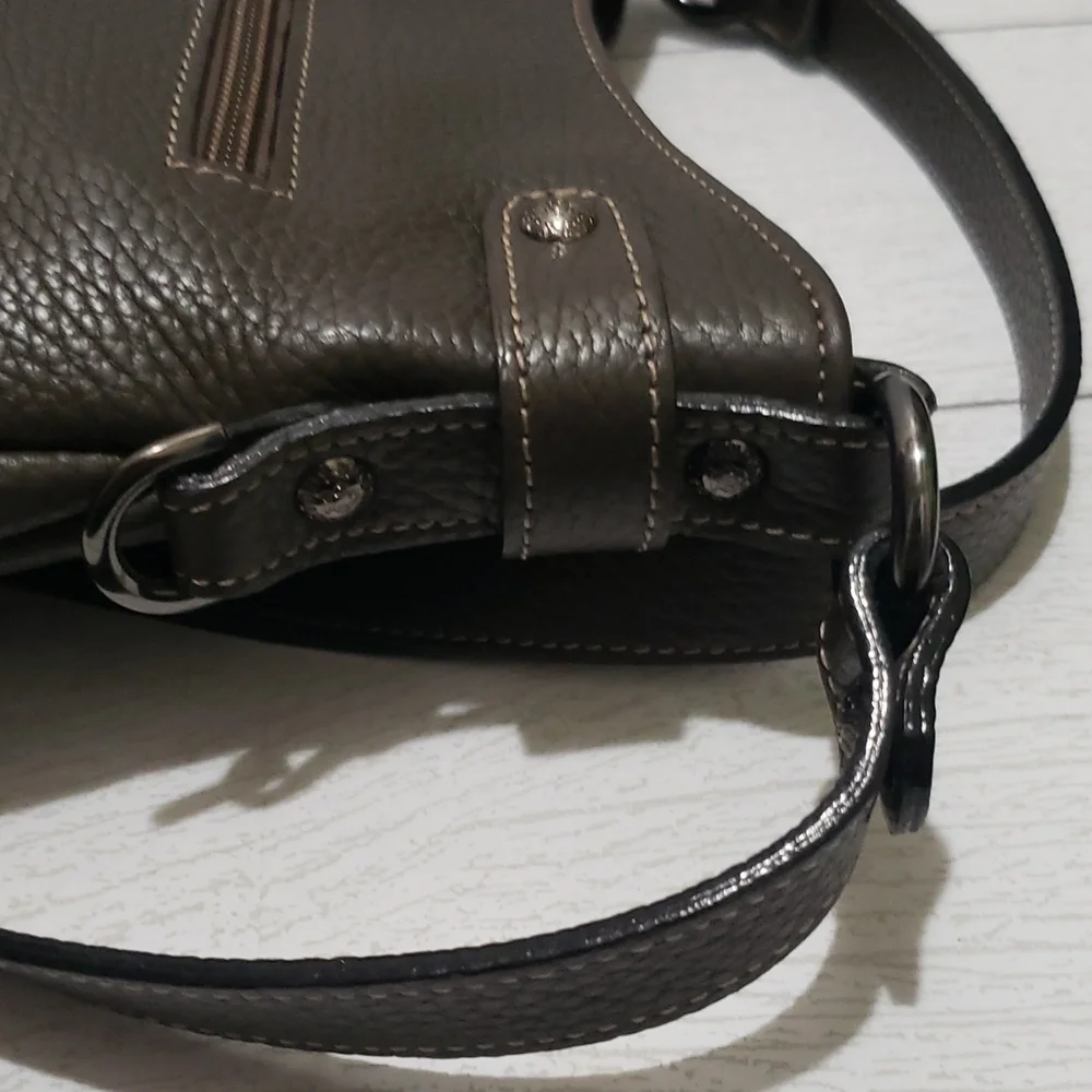 Nobody pebble leather dark green grey crossbody bag